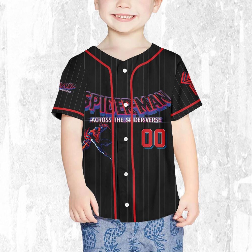 Personalize Spider Man Across The Spider-Verse Spider-Man 2099, Superhero Jersey Team, Spider-Man Baseball Team, Disney Baseball Jersey