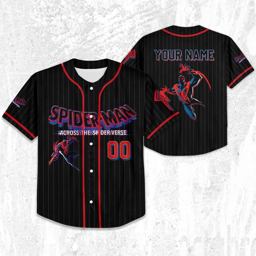Personalize Spider Man Across The Spider-Verse Spider-Man 2099, Superhero Jersey Team, Spider-Man Baseball Team, Disney Baseball Jersey