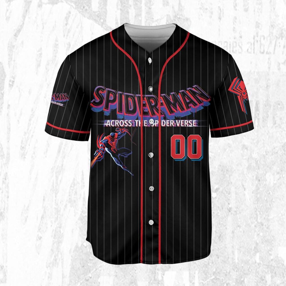 Personalize Spider Man Across The Spider-Verse Spider-Man 2099, Superhero Jersey Team, Spider-Man Baseball Team, Disney Baseball Jersey