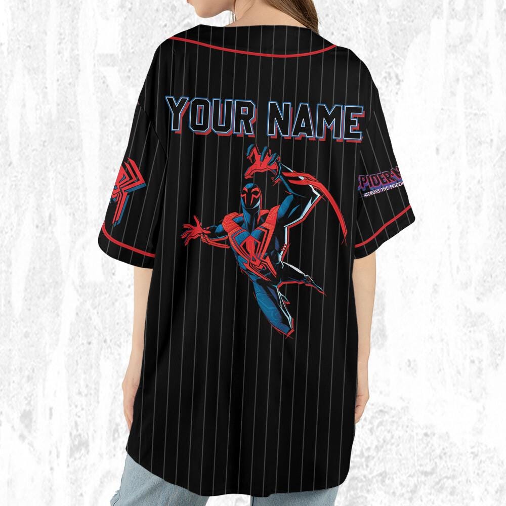 Personalize Spider Man Across The Spider-Verse Spider-Man 2099, Superhero Jersey Team, Spider-Man Baseball Team, Disney Baseball Jersey